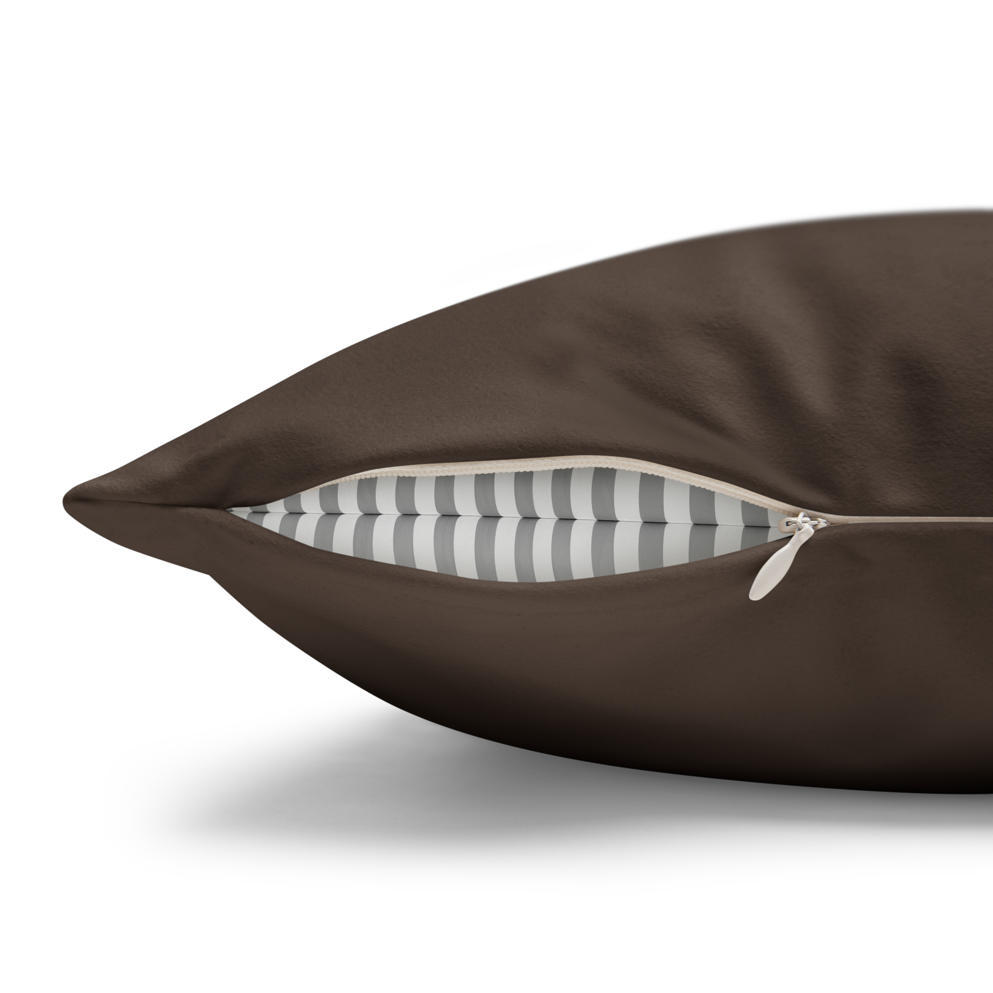 Country Brown Faux Suede Square Pillowcase zipper