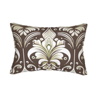 Country Brown Sage Painted Damask Floral Lumbar Pillow