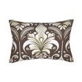 Country Brown Sage Painted Damask Floral Lumbar Pillow Front