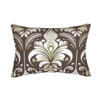 Country Brown Sage Painted Damask Floral Lumbar Pillow Front