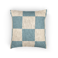 Danish Blue & Cream Woven Check Pillow Front 