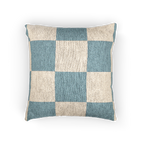 Danish Blue & Cream Woven Check Pillow Front 