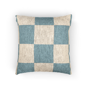 Danish Blue Cream Checkered Pillow - Artwork / 17