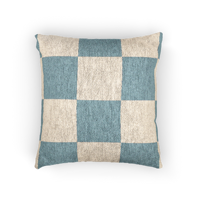 Danish Blue Cream Checkered Pillow