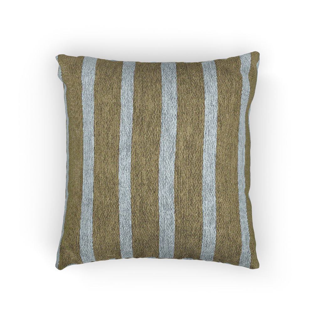 Danish Blue Dark Neutral Wood Striped Woven Pillow Front