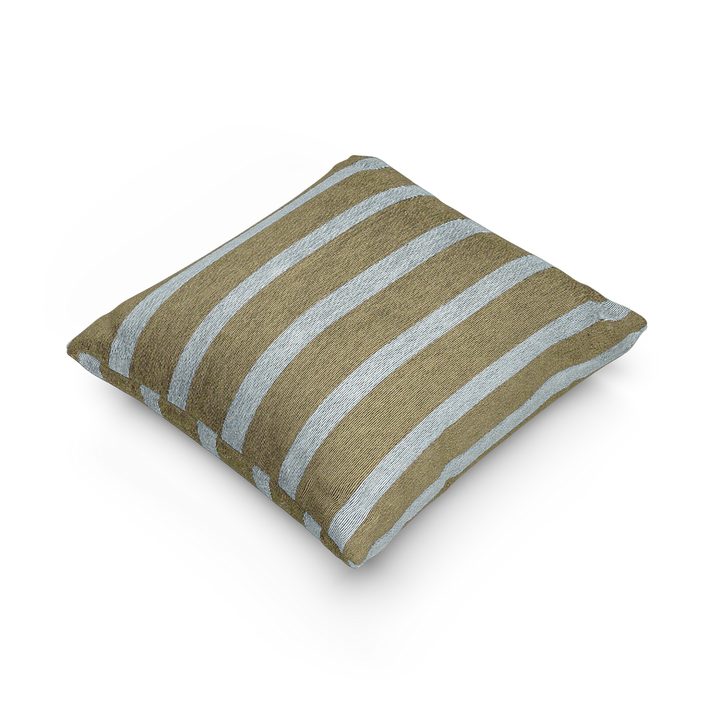 Danish Blue Dark Neutral Wood Striped Woven Pillow side