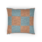 Danish Blue Vintage Salmon Checker Woven Pillow horizontal 