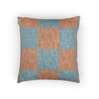 Danish Blue Vintage Salmon Checker Woven Pillow Front