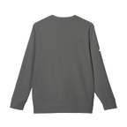 Dark Grey Heather Adidas sweatshirt with white Adidas logo on right sleeve