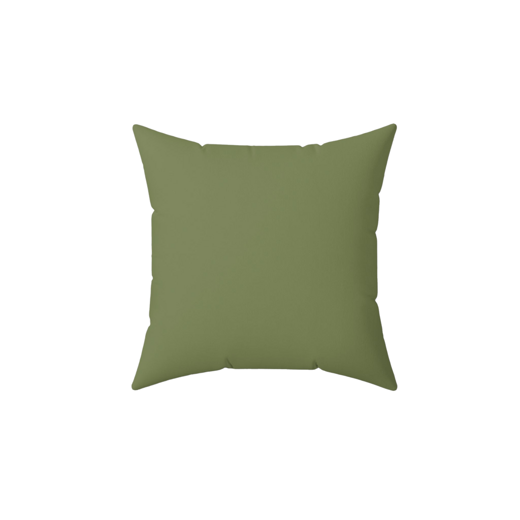 Dark sage faux suede square pillow back 
