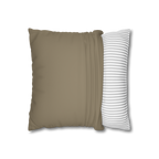 Dark Neutral Wood Taupe Faux Suede Square Pillowcase Open