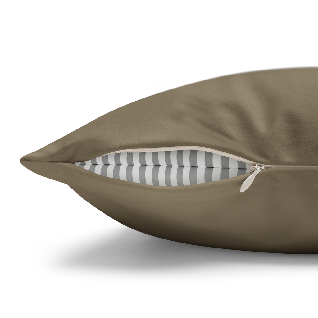 Dark Neutral Wood Taupe Faux Suede Square Pillowcase Zipper