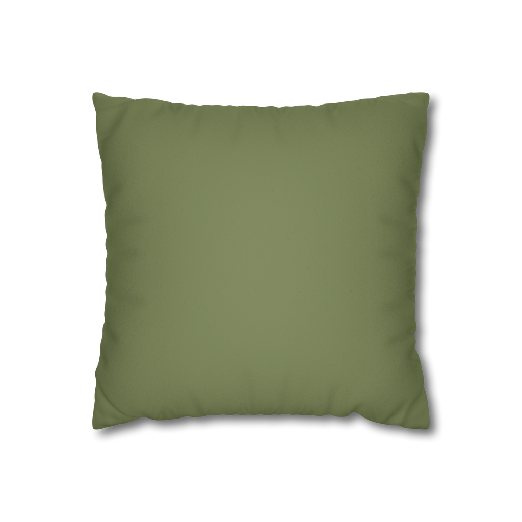 Dark sage suede pillow, front
