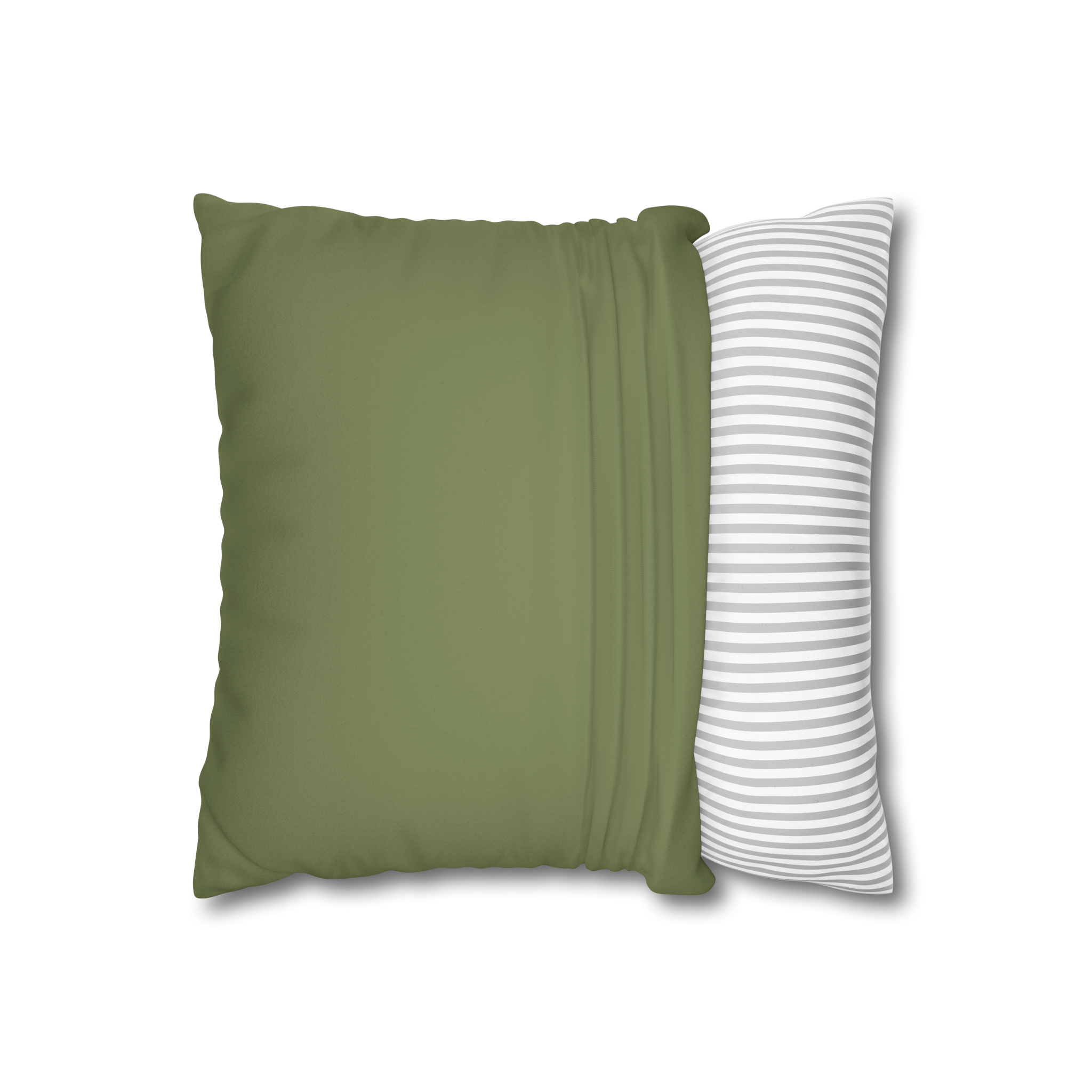 Dark Sage suede pillowcase, open