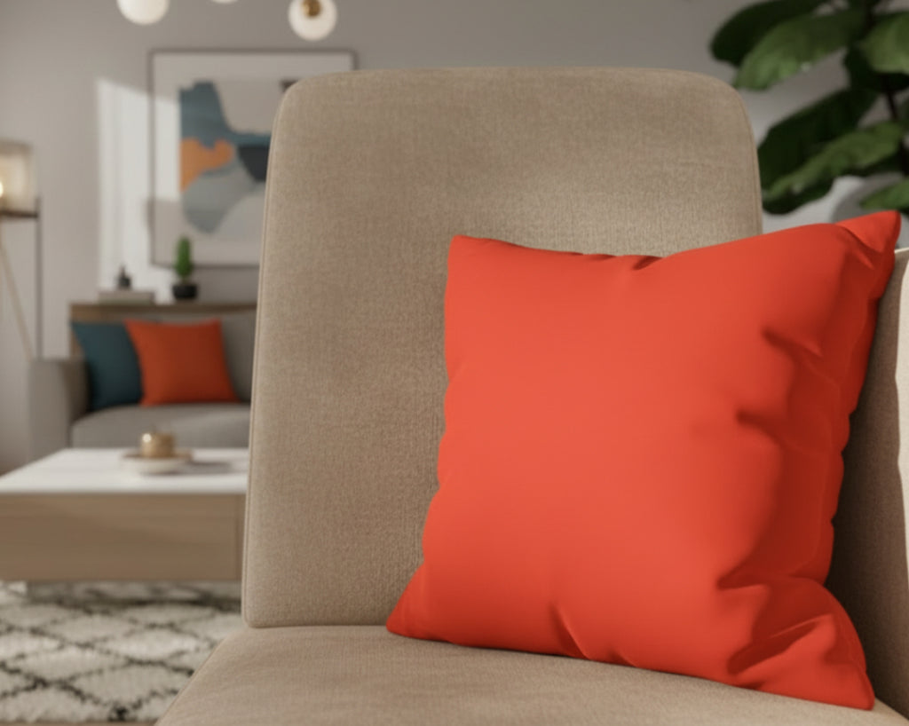 Dragon Fire Faux Suede Square Pillow in a living room lounge area