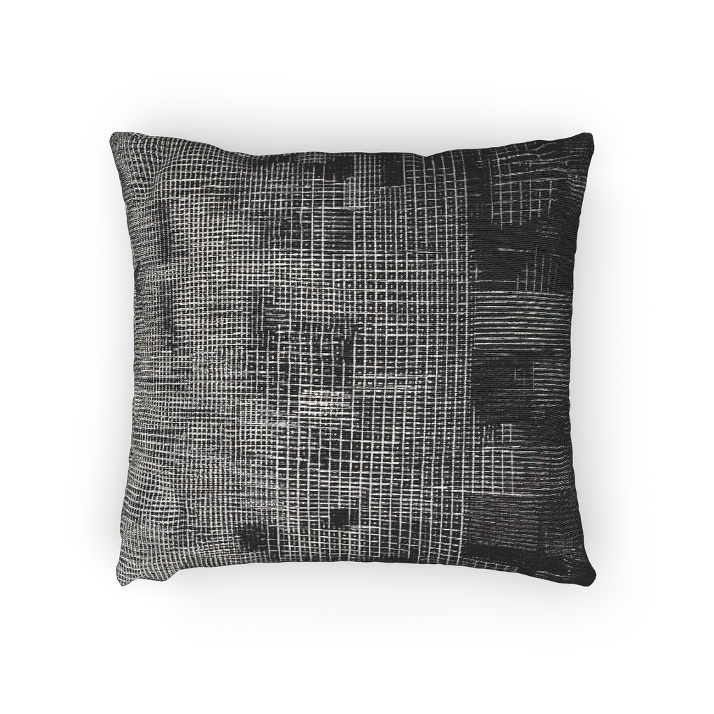 Faded Geometric Net Patterned Woven Pillow horizontal front