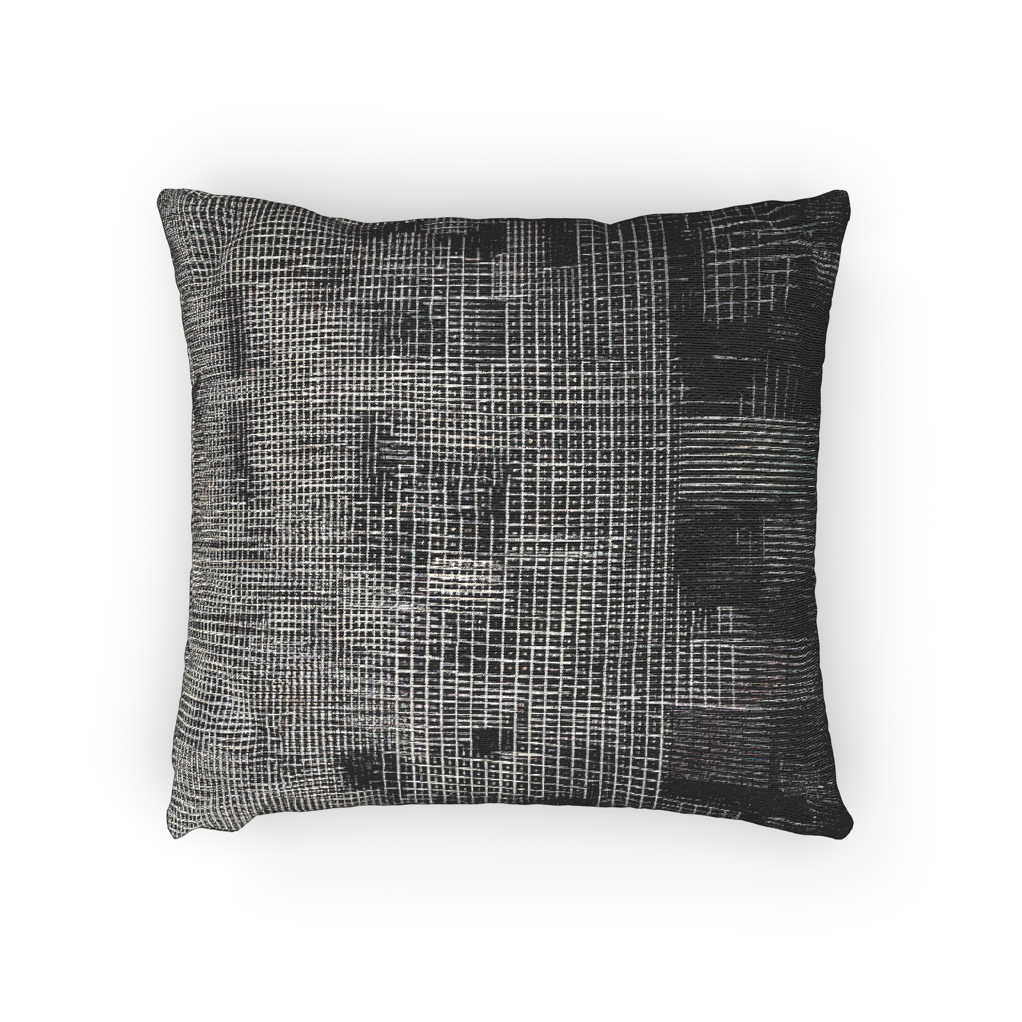 Faded Geometric Net Patterned Woven Pillow horizontal front