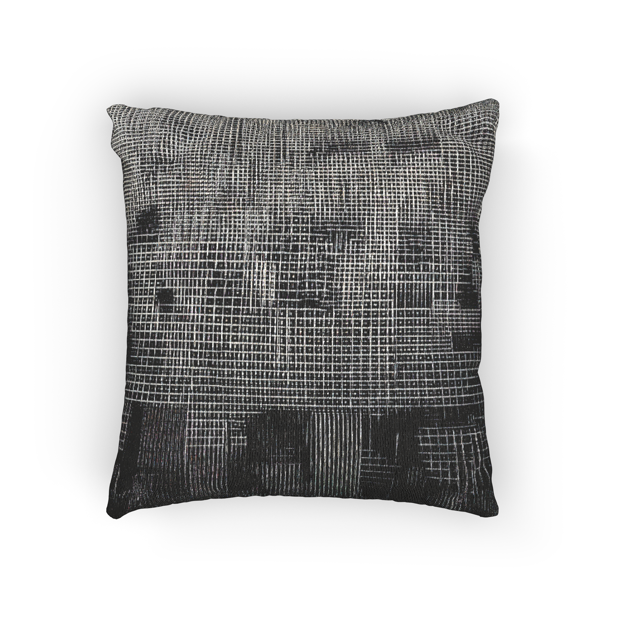 Faded Geometric Net Patterned Woven Pillow vertical front