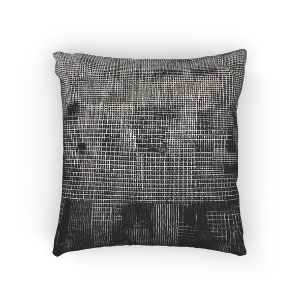 Faded Geometric Net Patterned Woven Pillow vertical front
