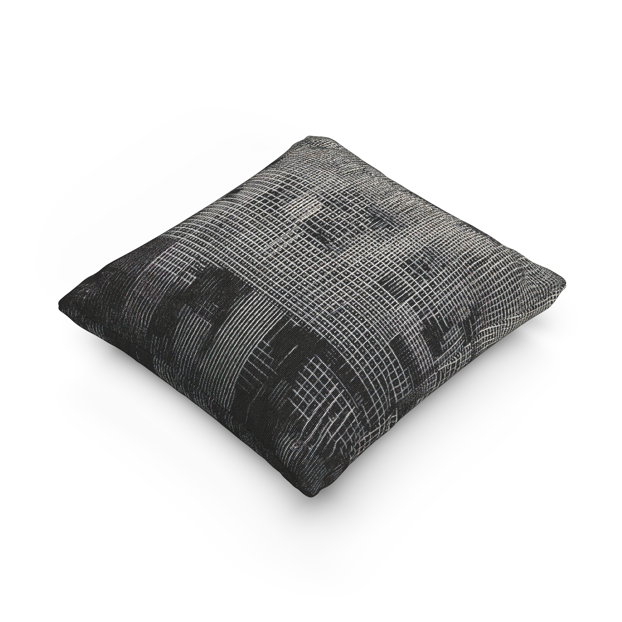 Faded Geometric Net Patterned Woven Pillow side