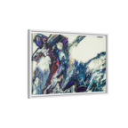 24″ x 16″ "Afrostar" Freebrd Whiteframe with abstract art on 1.25" inch thick canvas showing swirling colors on a white background