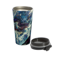 Abstract Stainless Steel Travel Mug 15oz
with a marble look displaying navy, white, gold, magenta, black and shades of red and a black spill proof lid