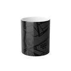 Heat Changing Mug with Freebrd "Ecliptic" design that displays solid black when the cup is cold 