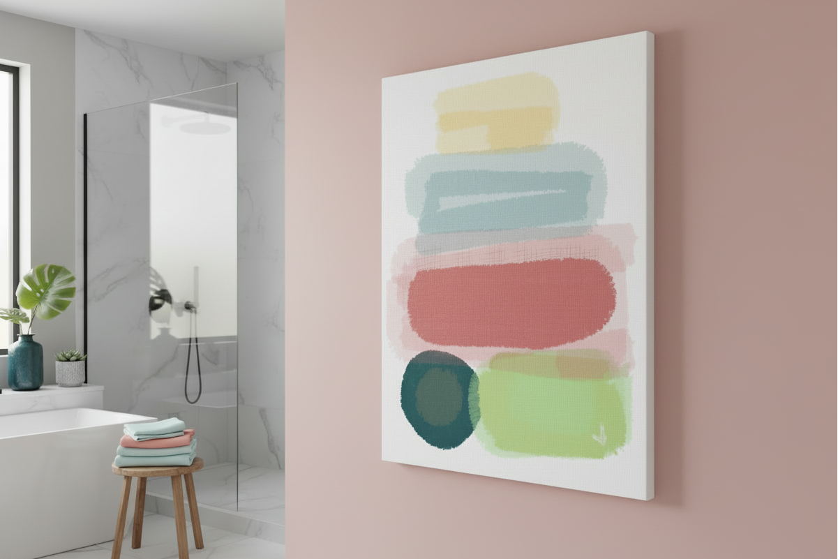 30''x 40'' Freebrd "Geo Req" Modern Pastel Minimalist Wall Art on a 1.25 inch thick canvas 