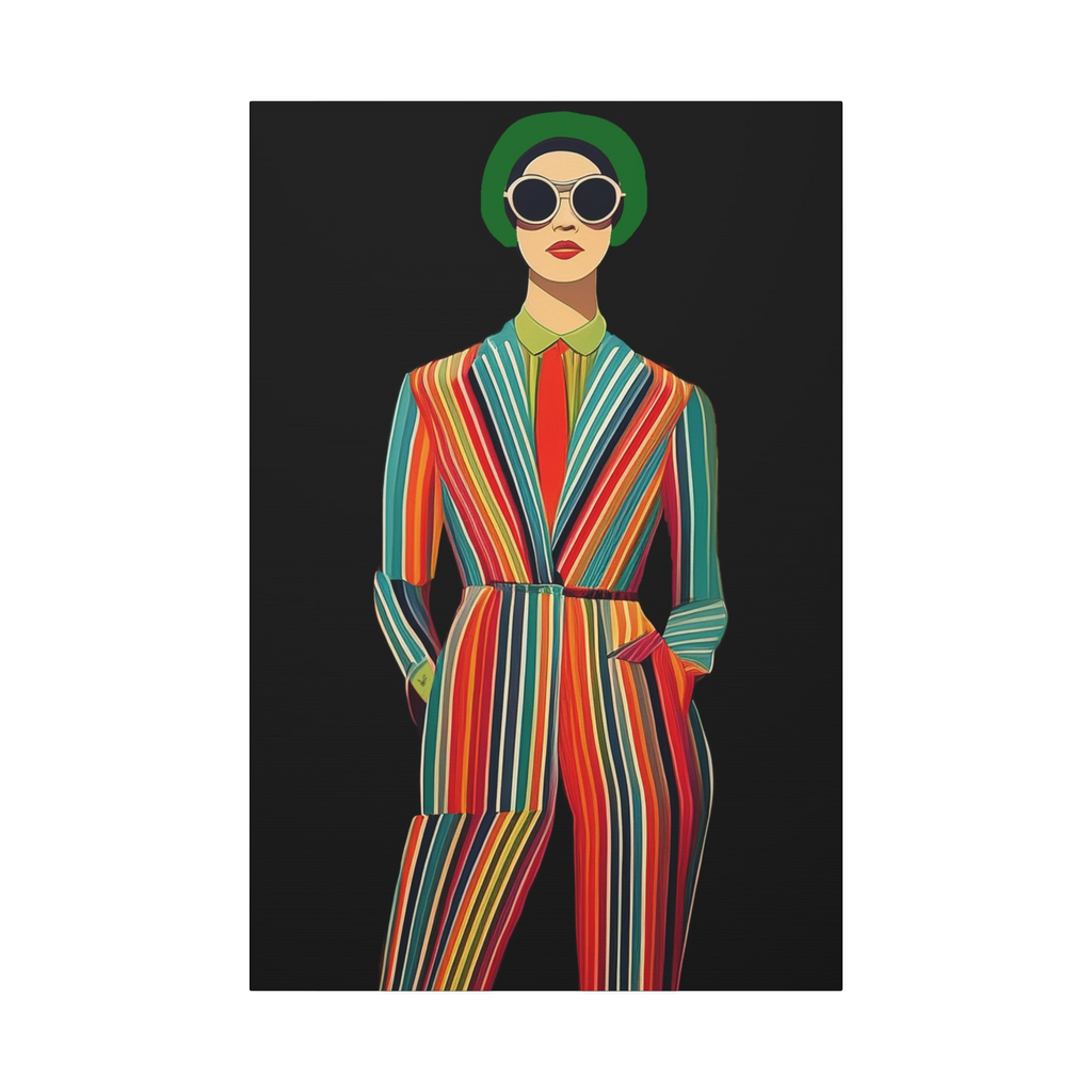 Freebrd "Retro Fashionista Chic Portrait" Vector Mod Pop Art design on a 24" x 36" (Vertical) 1.25" inch thick canvas