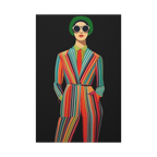 Freebrd "Retro Fashionista Chic Portrait" Vector Mod Pop Art design on a 24" x 36" (Vertical) 1.25" inch thick canvas