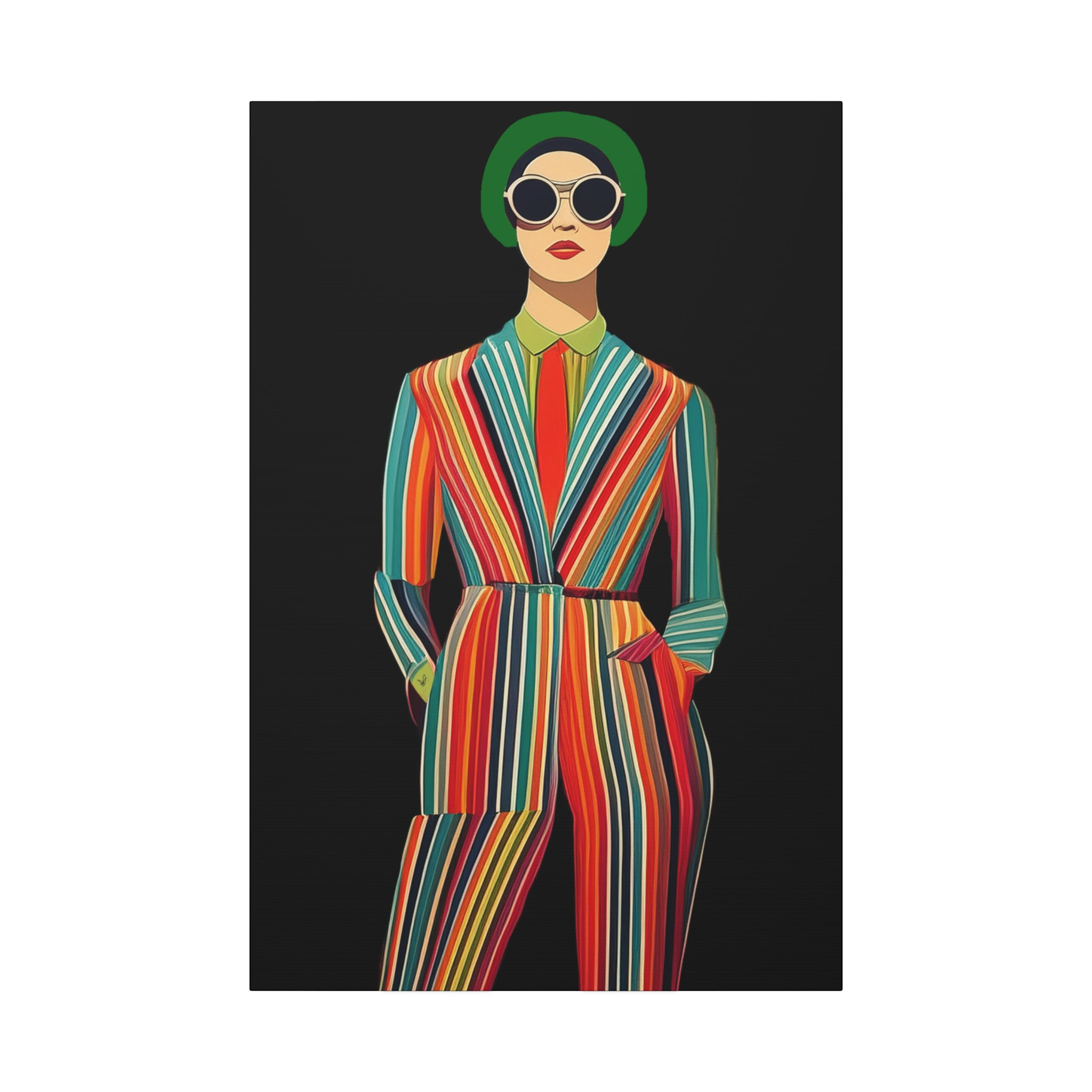 Freebrd "Retro Fashionista Chic Portrait" Vector Mod Pop Art design on a 24" x 36" (Vertical) 1.25" inch thick canvas