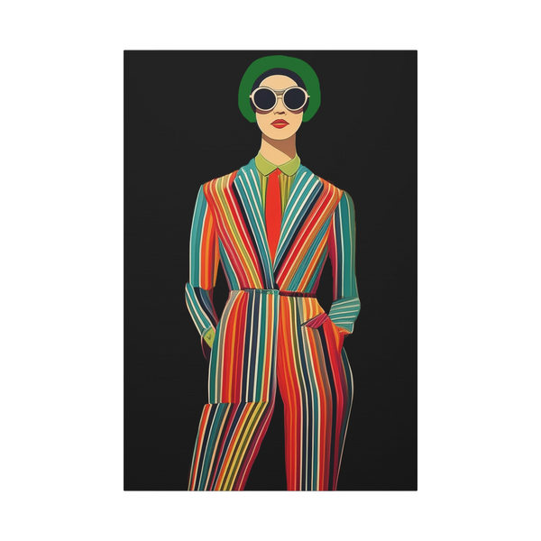 Freebrd "Retro Fashionista Chic Portrait" Vector Mod Pop Art design on a 24" x 36" (Vertical) 1.25" inch thick canvas