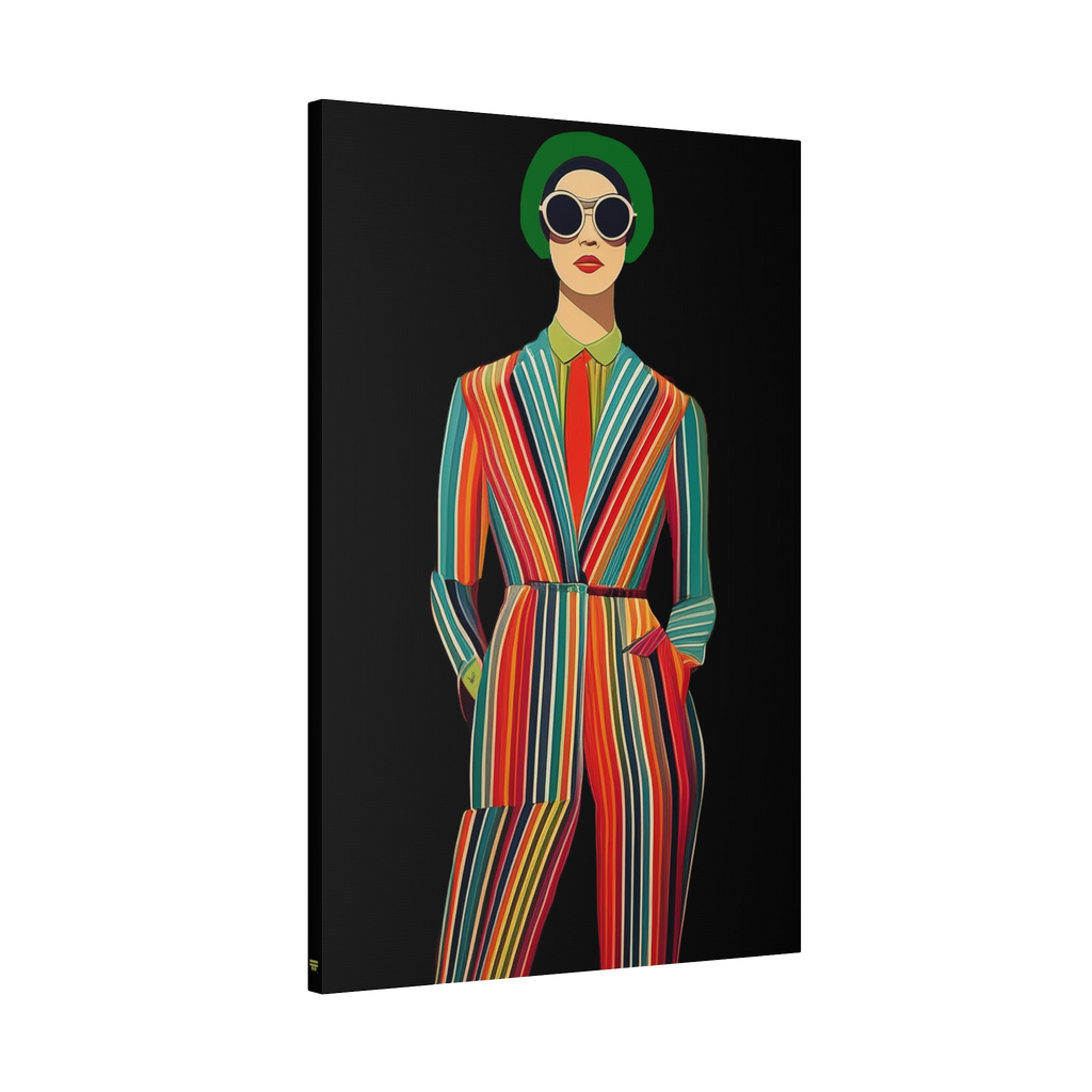 Freebrd "Retro Fashionista Chic Portrait" Vector Mod Pop Art design on a 24" x 36" (Vertical) 1.25" inch thick canvas