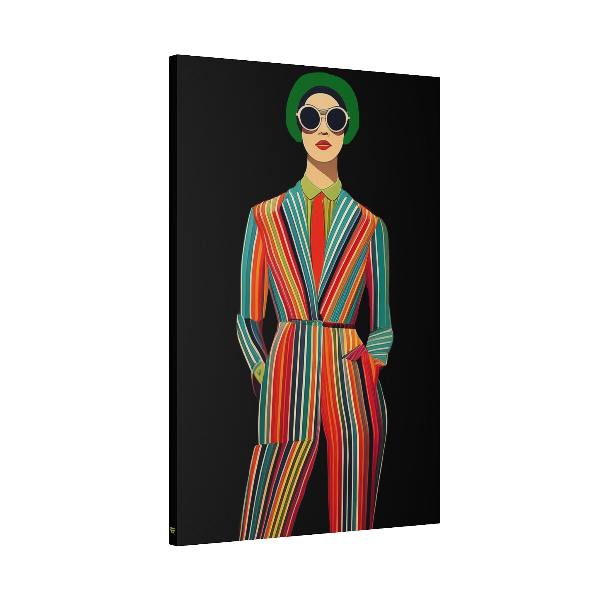 Freebrd "Retro Fashionista Chic Portrait" Vector Mod Pop Art design on a 24" x 36" (Vertical) 1.25" inch thick canvas