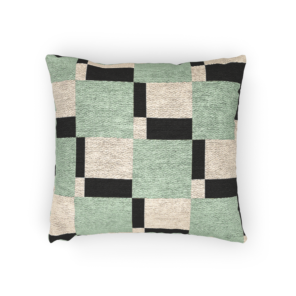 Fresh Green Carbon Floater Checker Woven Pillow horizontal