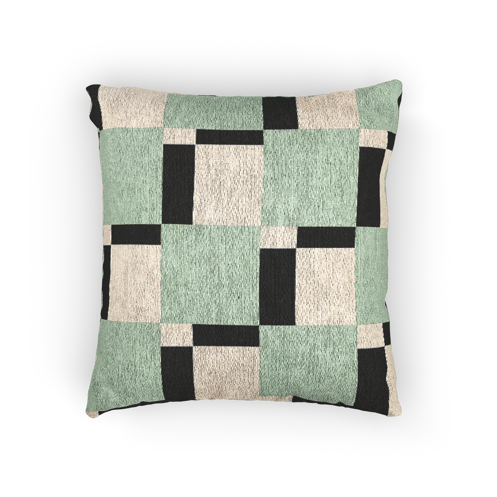 Fresh Green Carbon Floater Checker Woven Pillow Front