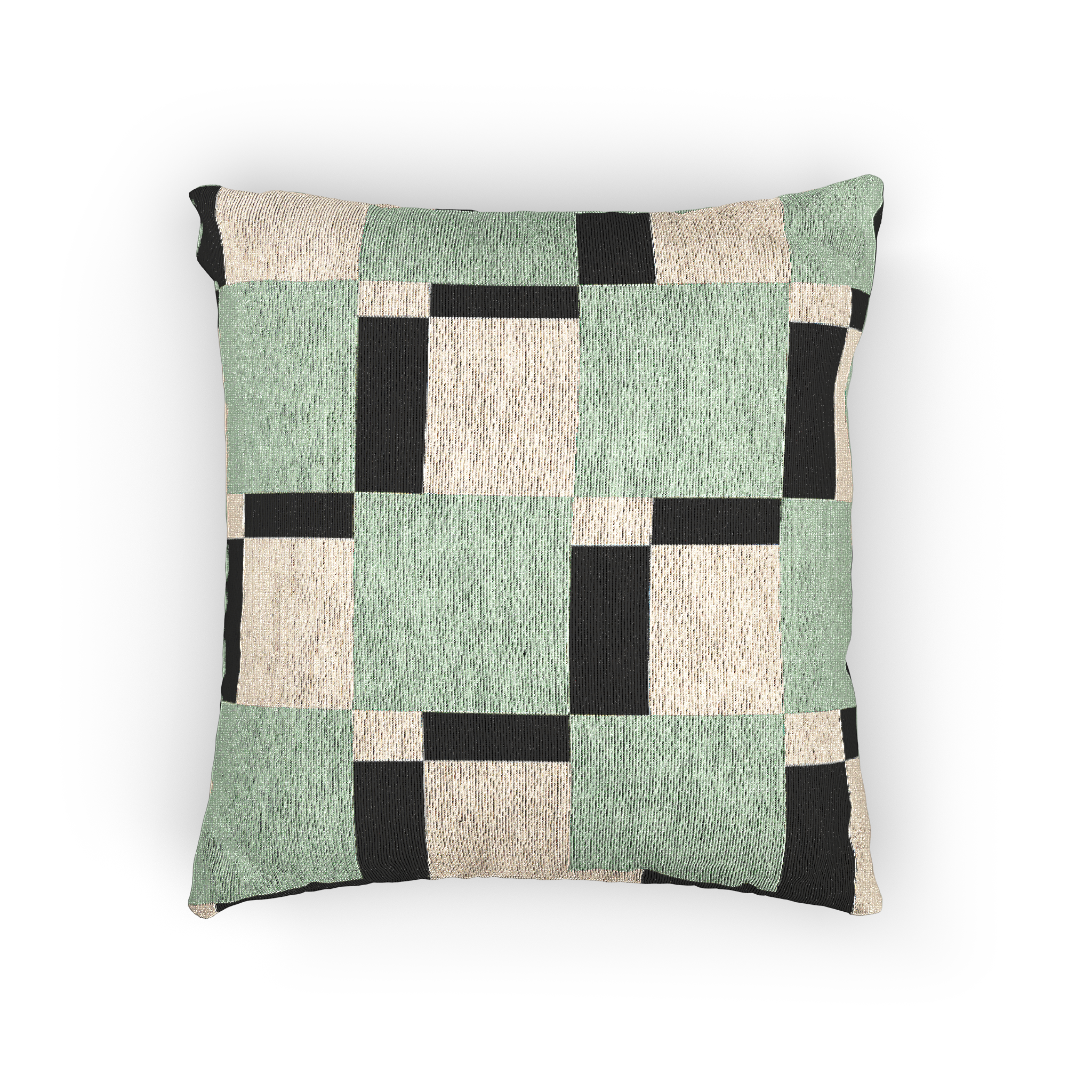 Fresh Green Carbon Floater Checker Woven Pillow Front
