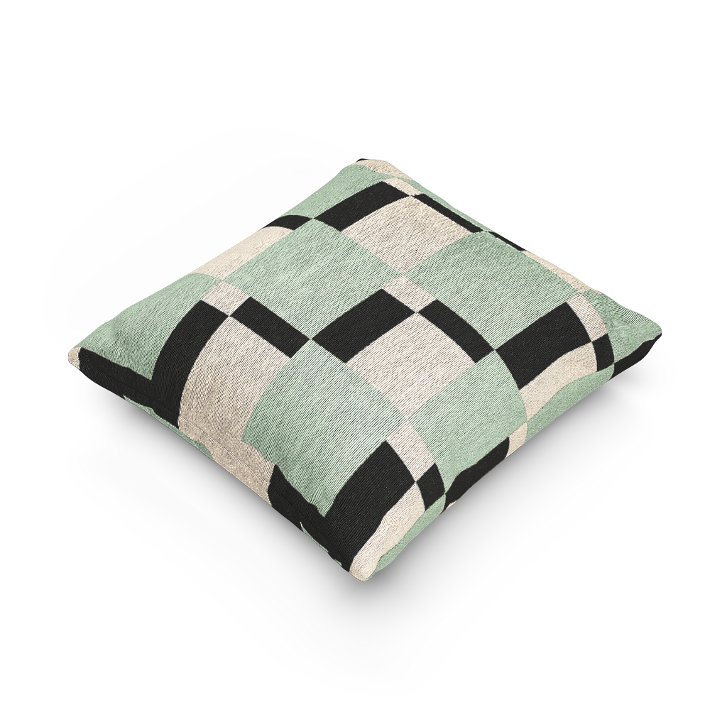 Fresh Green Carbon Floater Checker Woven Pillow side