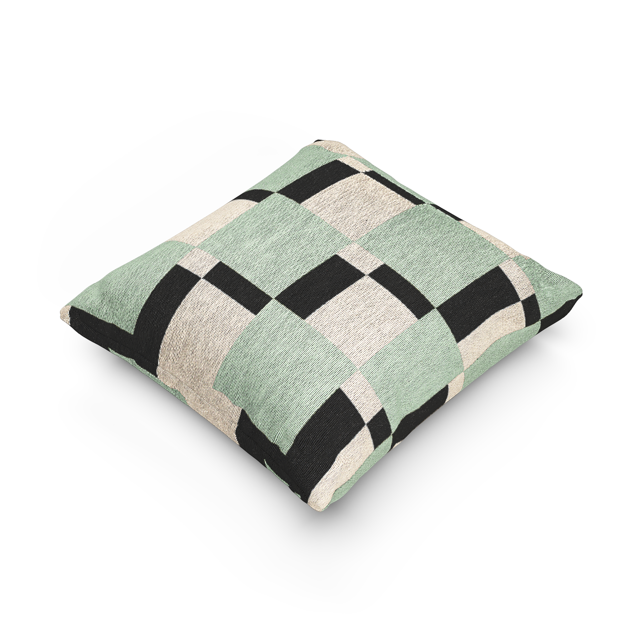 Fresh Green Carbon Floater Checker Woven Pillow side