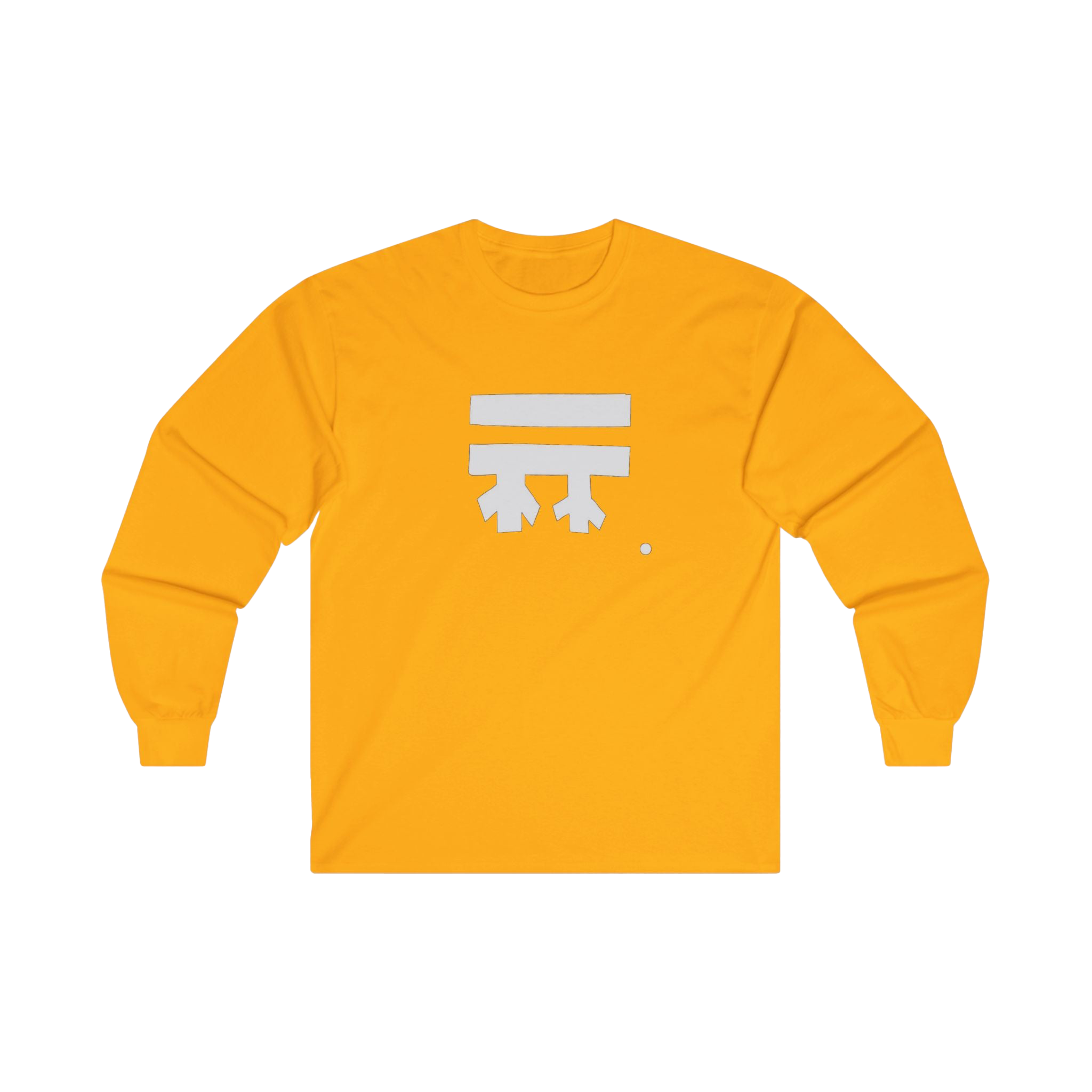 Gold long-sleeve shirt with a white Freebrd logo 