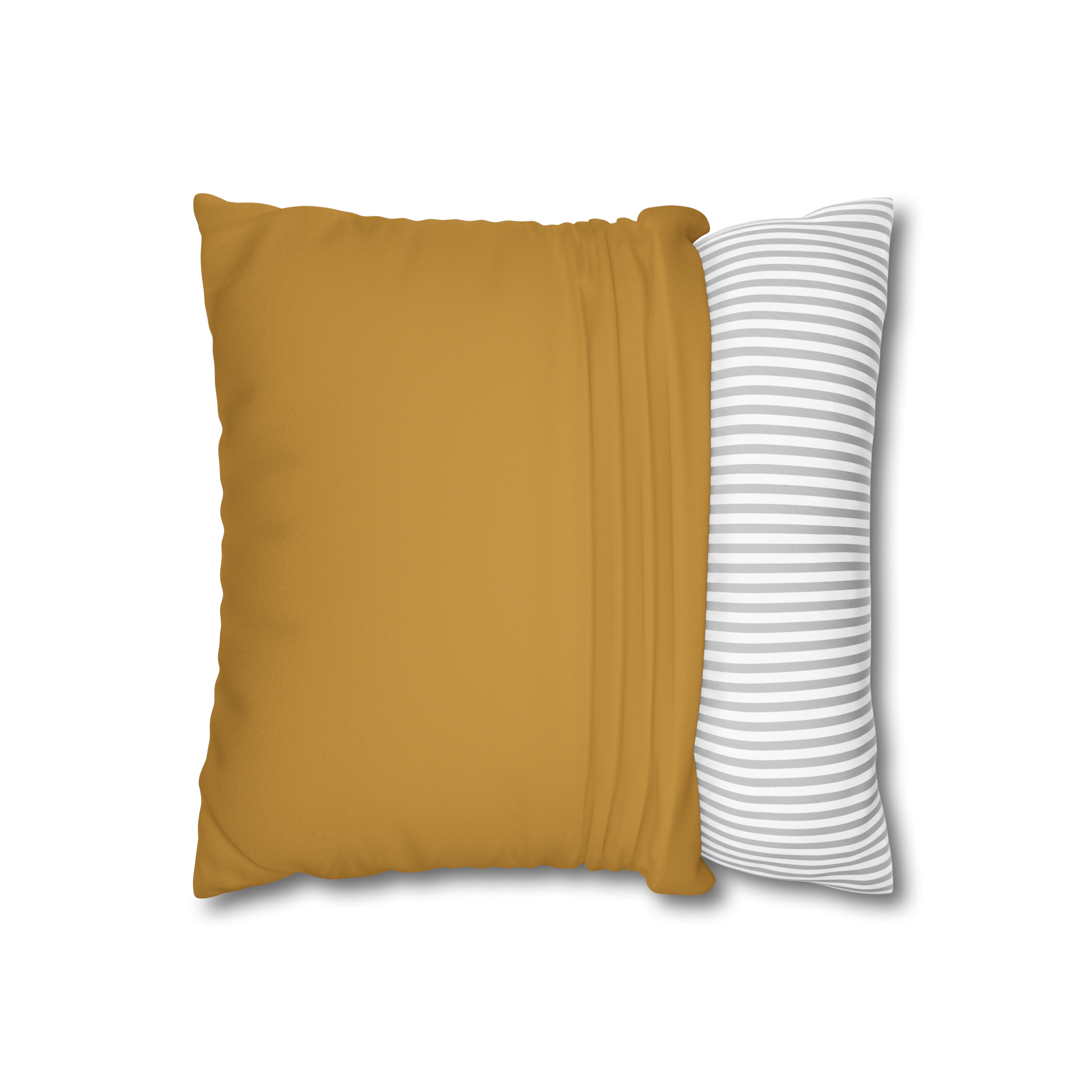Gold Ochre Faux Suede Square Pillowcase open