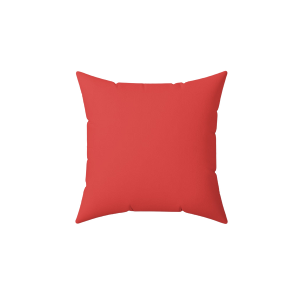 The front view of a Grapefruit Coral Faux Suede Pillow.