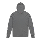 Grey TriBlend Hooded Active Street wear with Freebrd "space flight" graphic on left sleeve, and white Freebrd logo on right sleeve 