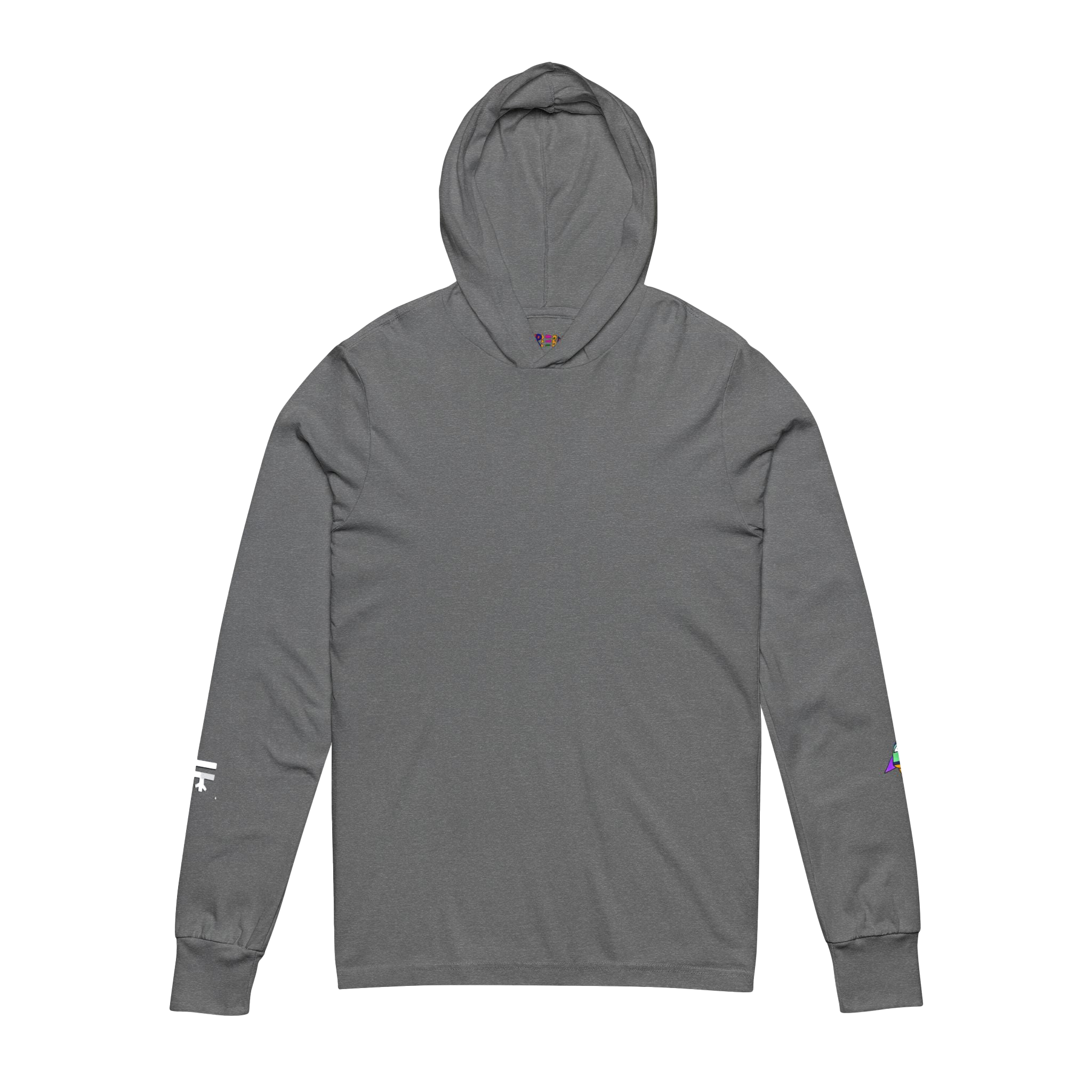 Grey TriBlend Hooded Active Street wear with Freebrd "space flight" graphic on left sleeve, and white Freebrd logo on right sleeve 