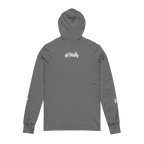 Grey TriBlend Hooded Active Street wear with Freebrd "space flight" graphic on left sleeve, and white Freebrd logo on right sleeve along with "#freebrd" in white letters center back of apparel


