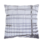 Grey Watercolor Plaid Outdoor Pillow