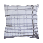 Grey Watercolor Plaid Outdoor Pillow Back