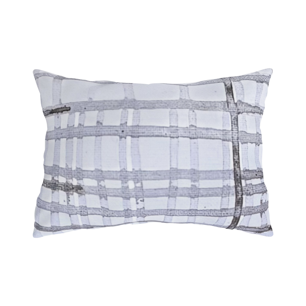 Grey Watercolor Plaid Outdoor lumbar Pillow