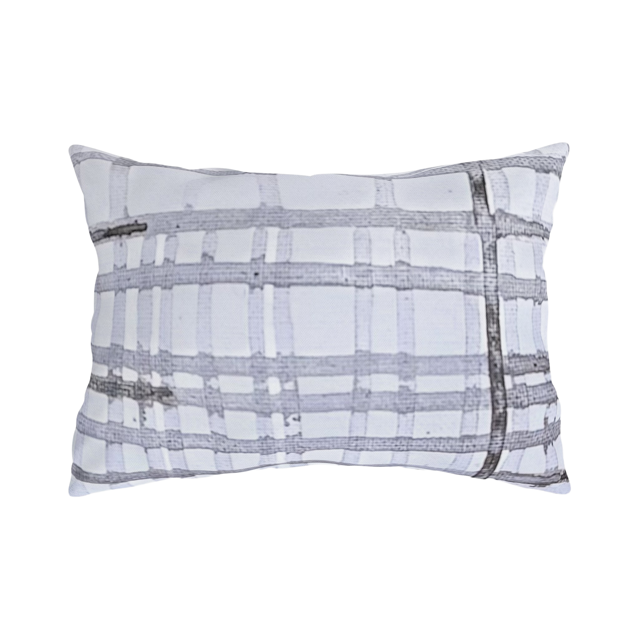 Grey Watercolor Plaid Outdoor lumbar Pillow