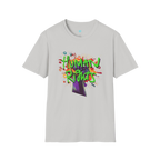 Ice Grey t-shirt with colorful 'Human Rights' graphic 

